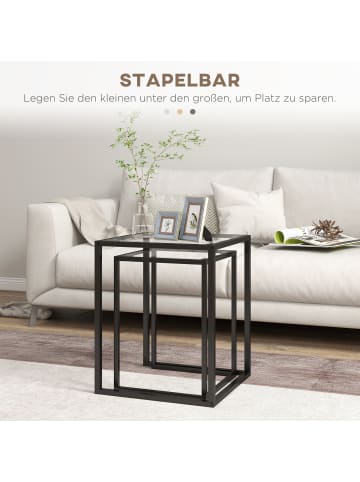 HOMCOM Beistelltisch Set-42L x 42B x 51H cm-Schwarz
