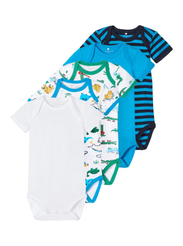 name it Jungen kurzarm Baby-Body im 5er-Pack Dino in Blau
