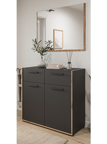 Inn.Furn Garderobe-Set grau und Nox Eiche, Garderobenkombination 2-teilig, 95 x 189 cm