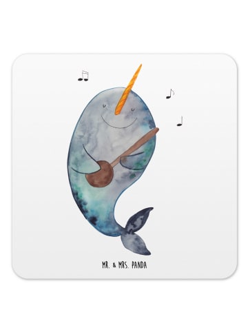 Mr. & Mrs. Panda Glasuntersetzer Narwal Gitarre ohne Spruch in Weiß