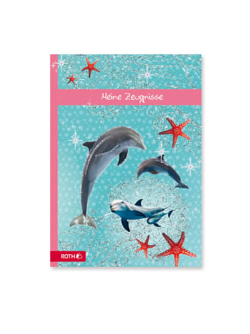 ROTH Zeugnismappe Delfin mit Glitzereffekt in Hellblau
