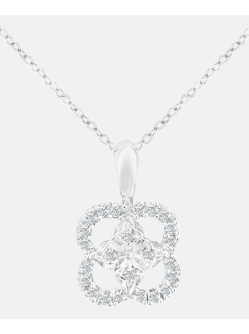 Diamant L'éternel Halskette mit Anhänger aus 375 Weißgold mit Diamant Blumen-Design