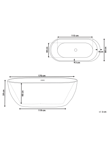 Beliani Freistehende Badewannen NEVIS in Schwarz/Weiß/Silber