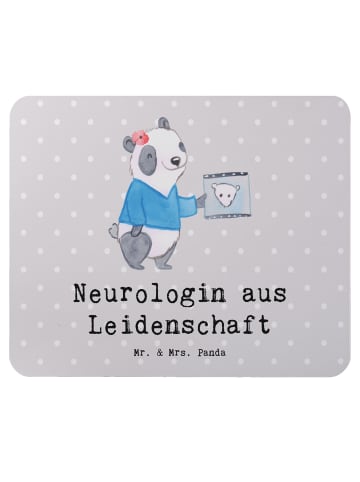 Mr. & Mrs. Panda Mauspad Neurologin Leidenschaft mit Spruch in Grau Pastell