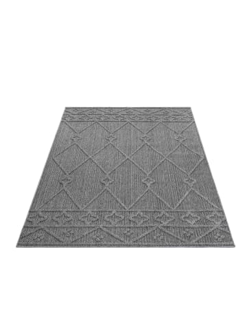 KADIMA DESIGN Teppich Outdoor Flachgewebe Berber-Muster Polypropylen Terrasse in Grau
