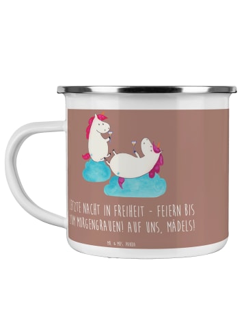 Mr. & Mrs. Panda Emaille Tasse Junggesellinnenabschied Feiern mi... in Braun Pastell
