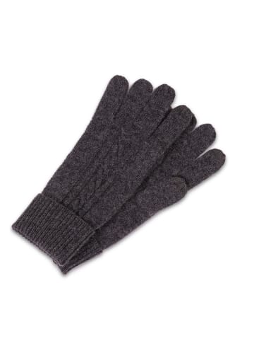 CASH-MERE.CH Bio Handschuhe mit Zopfmuster in Anthrazit