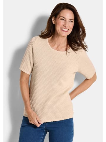 GOLDNER Strickpullover Halbarm Strickshirt mit Rundhals in beige