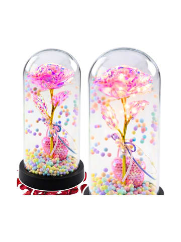 Wisam® Ewige Rose Rosa Herz LED Glaskuppel Kugeln Deko