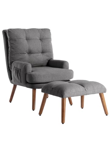 ABRIHOME Loungesessel mit Fußstütze in Grau, Rückenlehne 5-stufig verstellbar