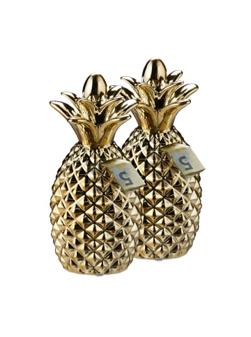 relaxdays 2x Spardose "Ananas" in Gold