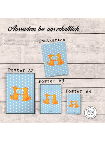 Mr. & Mrs. Panda Wandbild Füchse Liebe ohne Spruch in Blau Pastell