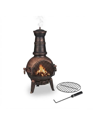 relaxdays Terrassenofen in Bronze - (B)46x (H)86 x (T)38 cm