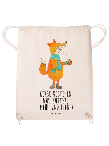 Mr. & Mrs. Panda Baumwoll Turnbeutel Fuchs Keks mit Spruch in Creme