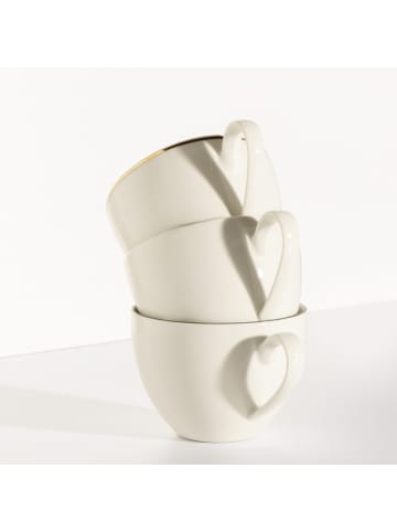 Seltmann Weiden 6er Set Milchkaffeetassen mit Untertassen Savona Goldlinie in Creme 340 ml in creme