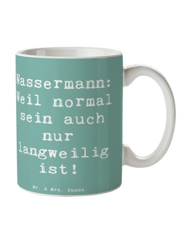 Mr. & Mrs. Panda Keramiktasse Spruch Wassermann Unikat mit Spruch in Meeresbrise