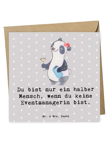 Mr. & Mrs. Panda Doppelkarte Eventmanagerin Herz mit Spruch in Grau Pastell