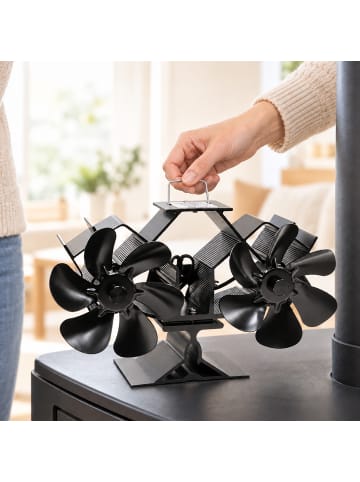 relaxdays Kaminventilator in Schwarz - (B)23,5 x (H)14,5 x (T)10,5 cm