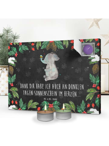 Mr. & Mrs. Panda adventskalender kerzen Elefant Biene mit Spruch in Kreidetafel
