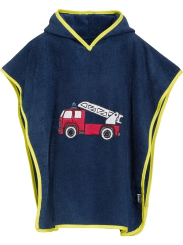 Playshoes Frottee-Poncho Feuerwehr in Marine