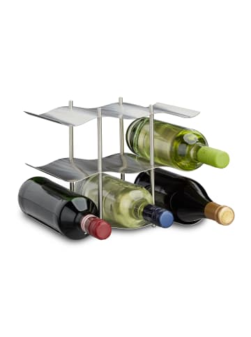 relaxdays Weinregal in Silber - (B)27 x (H)22 x (T)16,5 cm