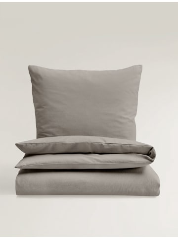 JACK Feinbiber Uni Bettwäsche in Steingrau/Mocca