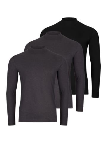 Ragman Langarmshirt Basic in Dunkelgrau / schwarz