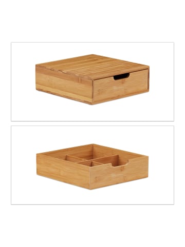 relaxdays Schubladenbox in Natur - (B)29,5 x (H)10 x (T)30 cm