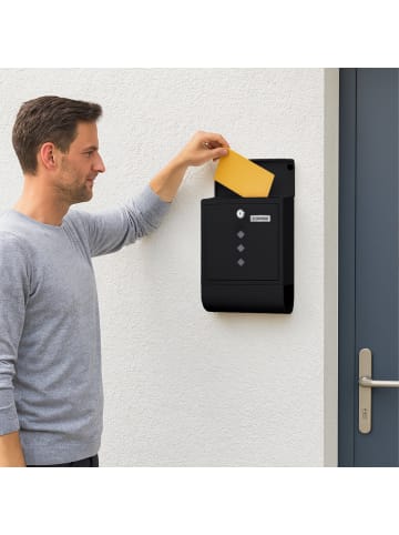 relaxdays Briefkasten mit Zeitungsfach in Schwarz
