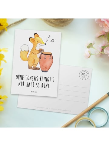 Mr. & Mrs. Panda Postkarte Bunte Congas mit Spruch in Weiß