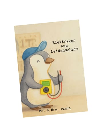 Mr. & Mrs. Panda Postkarte Elektriker Leidenschaft Design mit Sp... in Weiß