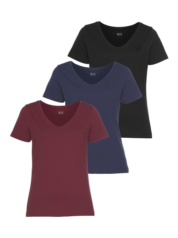 H.I.S. T-Shirt in schwarz, marine, bordeaux