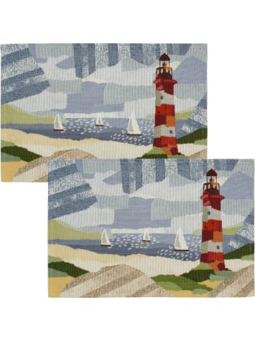 Sander Gobelin Tischset 2er-Pack By the sea in hellblau-rot