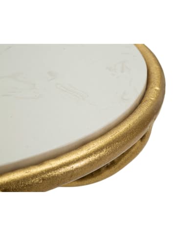 Mauro Ferretti Couchtisch aus goldfarbenem Metall und Marmor, ø 38 x 60 cm
