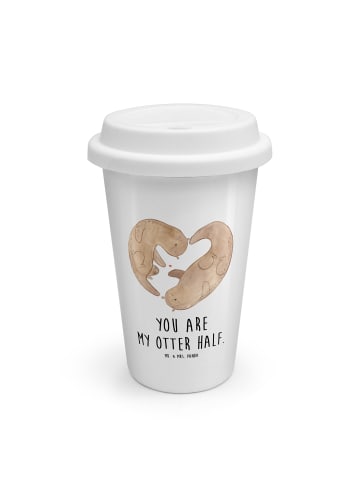 Mr. & Mrs. Panda Thermobecher Otter Herz mit Spruch in Weiß