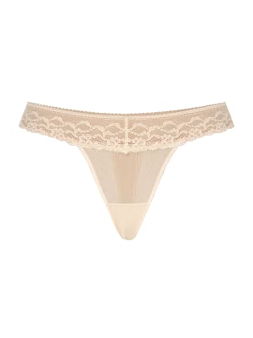 Teyli Mesh Tanga mit floraler Spitze Leo in beige