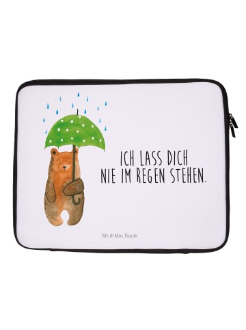 Mr. & Mrs. Panda Notebook Tasche Bär Regenschirm mit Spruch in Weiß