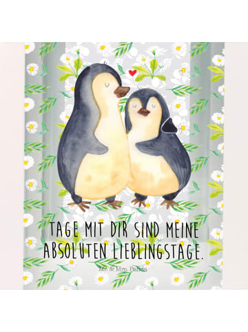 Mr. & Mrs. Panda Laterne Pinguin umarmen mit Spruch in Transparent
