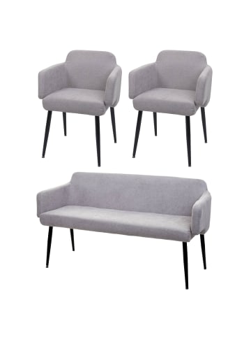 MCW Esszimmer-Set L13 2er-Set Stuhl+Sitzbank, Grau