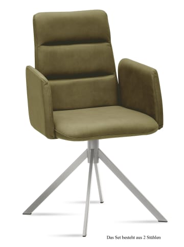 58 aufm Kessel ARMLEHNSTUHL (2er-Set) Dorlen 52x92x60 Edelstahl/Olivgrün