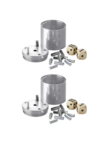 Bestsaller 2er-Set: Würfelspiel SUPER SIX Aluminum in Silber in Silber