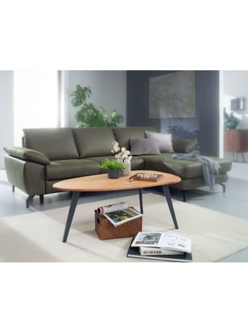 KADIMA DESIGN Couchtisch Akazie, Massivholz, moderne Nierenform, stabile Metallbeine