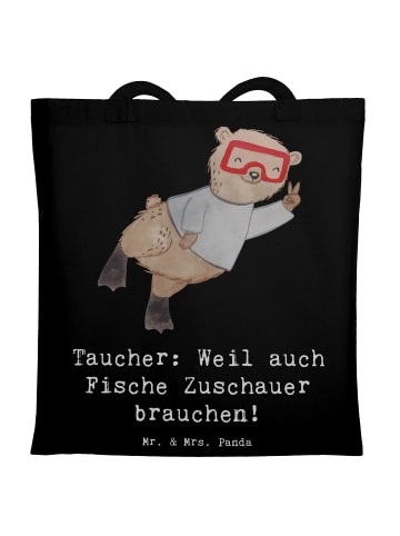 Mr. & Mrs. Panda Tragetasche Tauchen Zuschauer mit Spruch in Schwarz