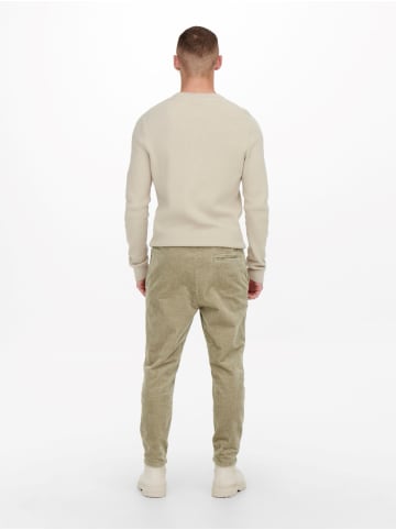 Only&Sons Relaxed Cord Stoffhose Bequem Pants Freizeit Cropped ONSLINUS in Beige