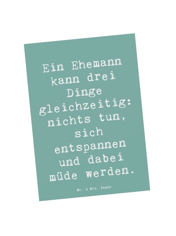 Mr. & Mrs. Panda Ansichtskarte Spruch Ehemann Fähigkeiten mit Sp... in Meeresbrise