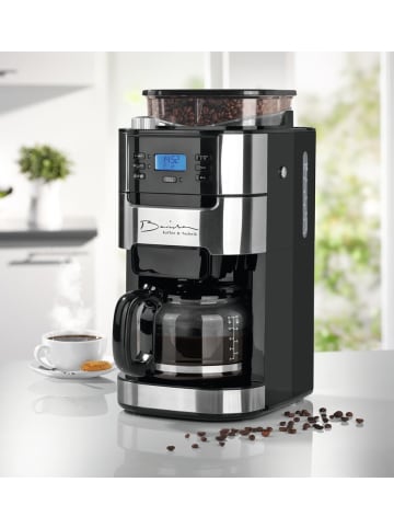 Barista Kaffeemaschine mit Mahlwerk 900W Edelstahl/schwarz mit Glaskanne Schwarz