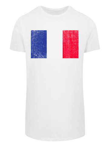 F4NT4STIC Long Cut T-Shirt France Frankreich Flagge distressed in weiß