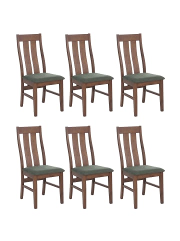 MCW 6er-Set Esszimmerstuhl M58, Dunkles Gestell, dunkelgrün