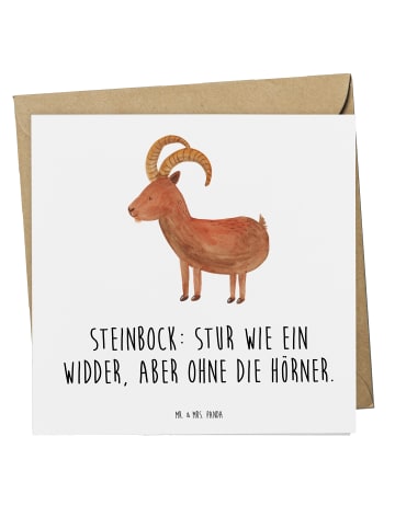 Mr. & Mrs. Panda Klappkarte Steinbock Entschlossen mit Spruch in Weiß