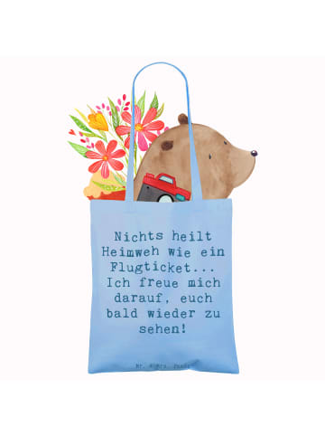 Mr. & Mrs. Panda Schultertasche Spruch Heimweh Ticket mit Spruch in Sky Blue